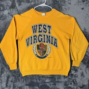 Vintage NCAA West Virginia Yellow Pullover Crewneck Sweater Size Large Collage